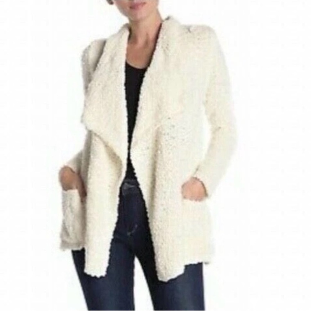 Bobeau Boucle Popcorn Draped Button Cream Soft Knit Cardigan so Soft Cozy Sz 2X